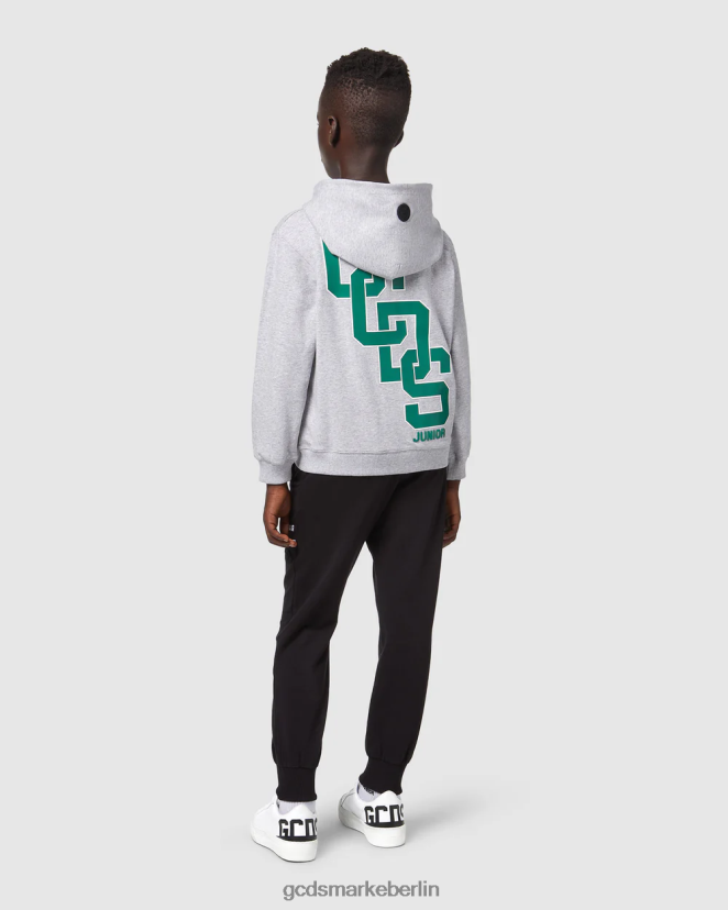 GCDS Kinder Kapuzenpullover mit Reißverschluss für den Junior-College-Bereich LP42F672 grau Kleidung
