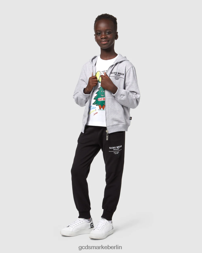 GCDS Kinder Kapuzenpullover mit Reißverschluss für den Junior-College-Bereich LP42F672 grau Kleidung