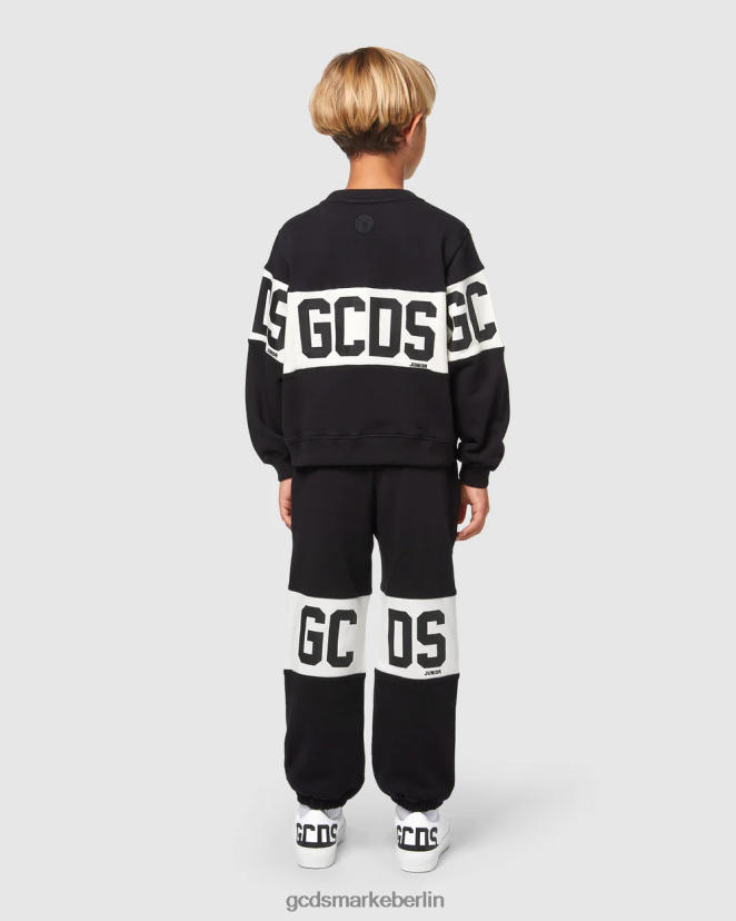 GCDS Kinder Rundhalsausschnitt mit Junior-Logoband LP42F669 Schwarz Kleidung