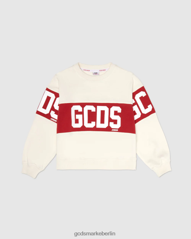 GCDS Kinder Rundhalsausschnitt mit Junior-Logoband LP42F677 Schaumgrau Kleidung
