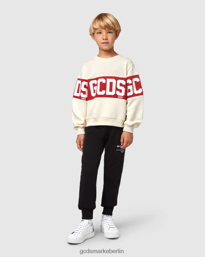 GCDS Kinder Rundhalsausschnitt mit Junior-Logoband LP42F677 Schaumgrau Kleidung