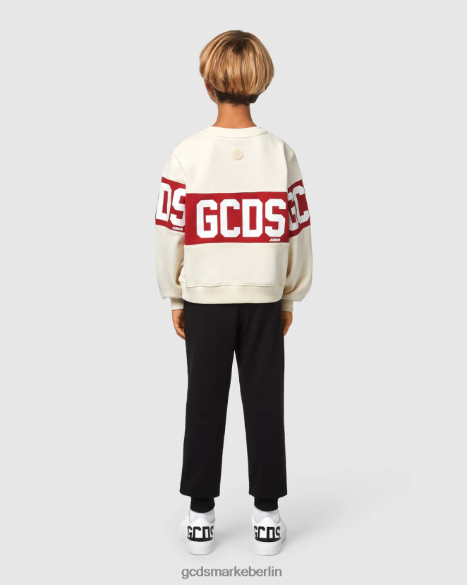 GCDS Kinder Rundhalsausschnitt mit Junior-Logoband LP42F677 Schaumgrau Kleidung