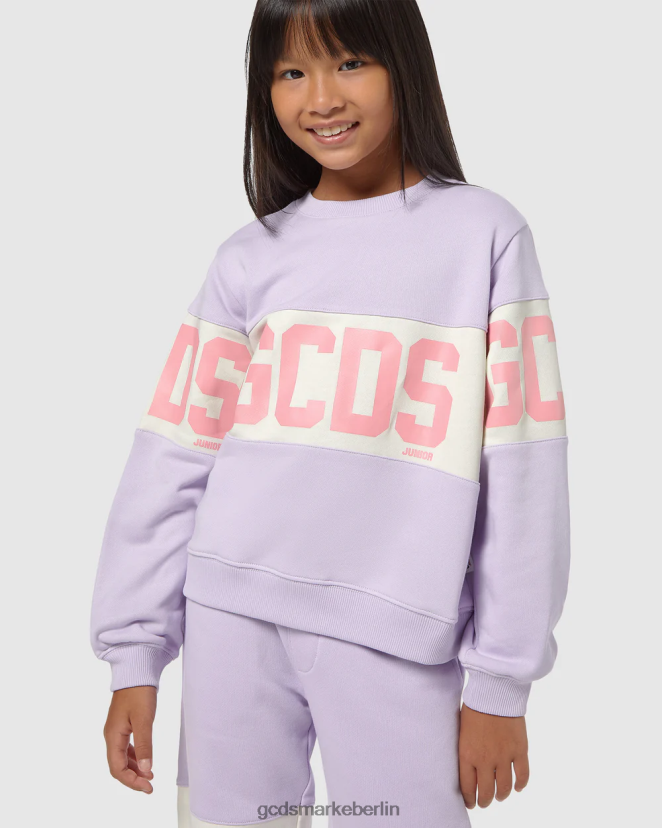 GCDS Kinder Rundhalsausschnitt mit Junior-Logoband LP42F680 lila Kleidung