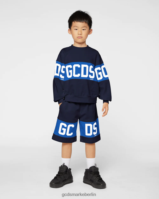 GCDS Kinder Rundhalsausschnitt mit Junior-Logoband LP42F683 Dunkelblau Kleidung