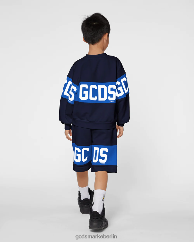 GCDS Kinder Rundhalsausschnitt mit Junior-Logoband LP42F683 Dunkelblau Kleidung