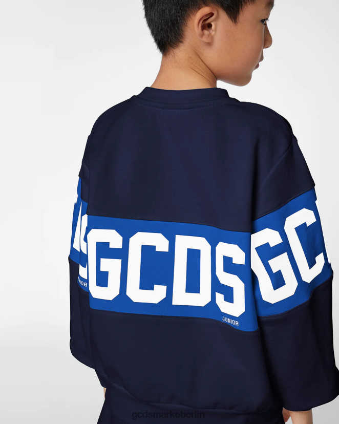 GCDS Kinder Rundhalsausschnitt mit Junior-Logoband LP42F683 Dunkelblau Kleidung