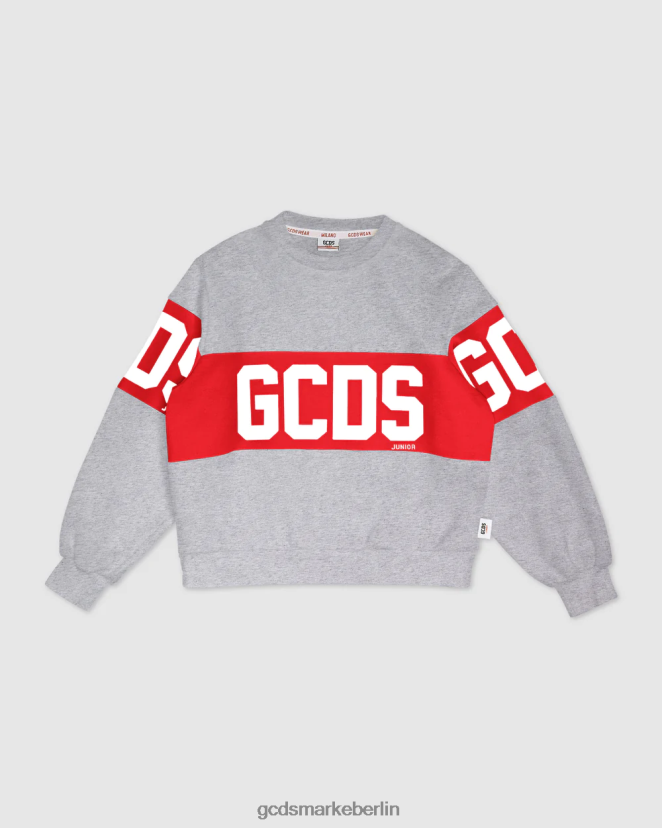 GCDS Kinder Rundhalsausschnitt mit Junior-Logoband LP42F692 grau Kleidung
