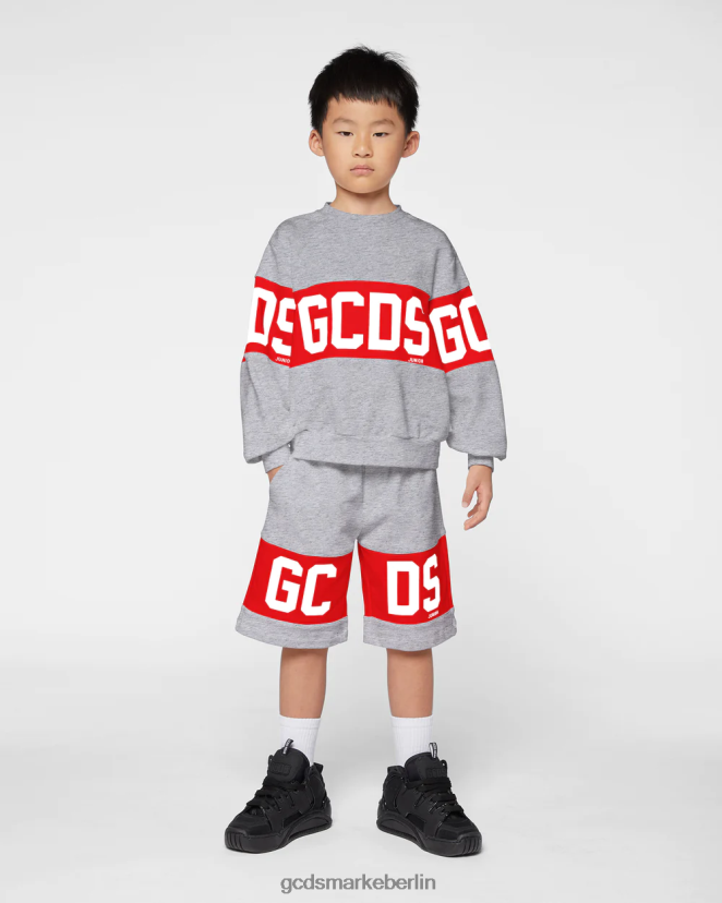 GCDS Kinder Rundhalsausschnitt mit Junior-Logoband LP42F692 grau Kleidung