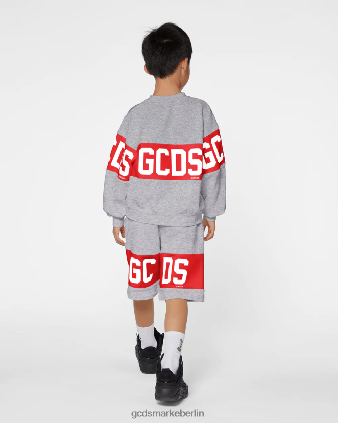 GCDS Kinder Rundhalsausschnitt mit Junior-Logoband LP42F692 grau Kleidung