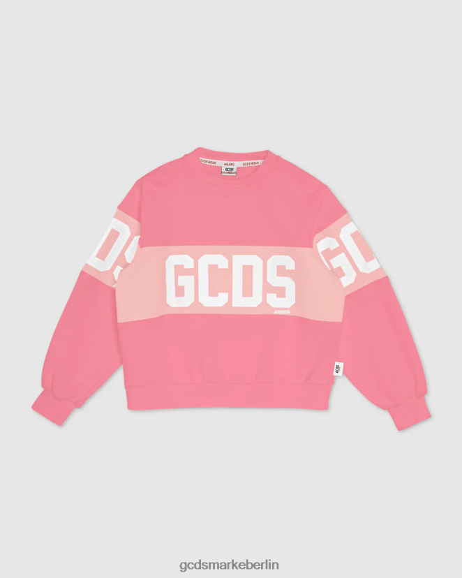 GCDS Kinder Rundhalsausschnitt mit Junior-Logoband LP42F694 Wiege rosa Kleidung