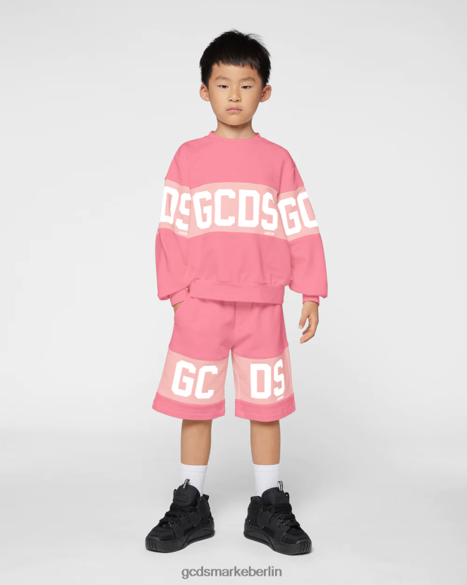 GCDS Kinder Rundhalsausschnitt mit Junior-Logoband LP42F694 Wiege rosa Kleidung