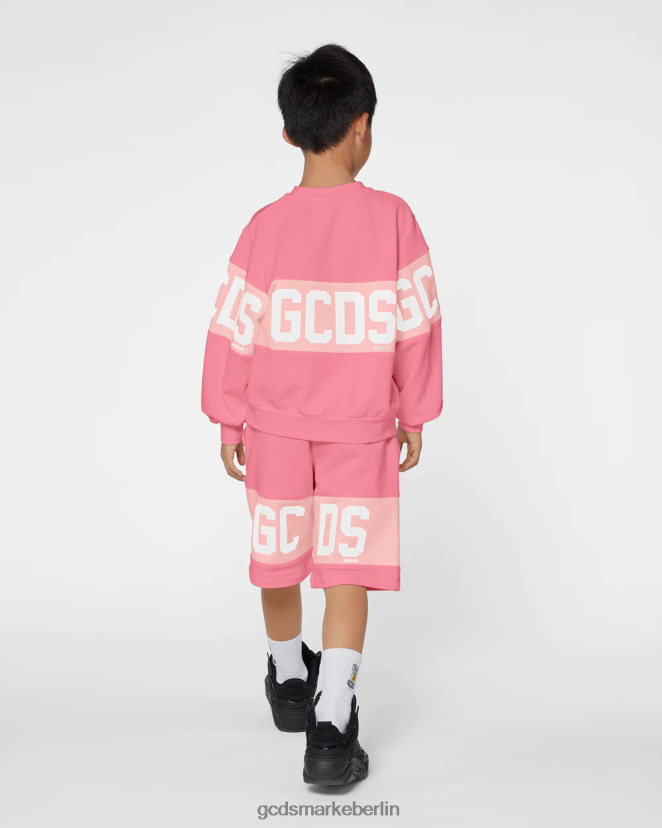 GCDS Kinder Rundhalsausschnitt mit Junior-Logoband LP42F694 Wiege rosa Kleidung