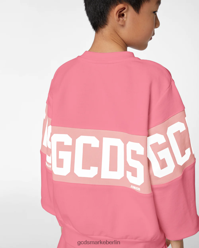 GCDS Kinder Rundhalsausschnitt mit Junior-Logoband LP42F694 Wiege rosa Kleidung