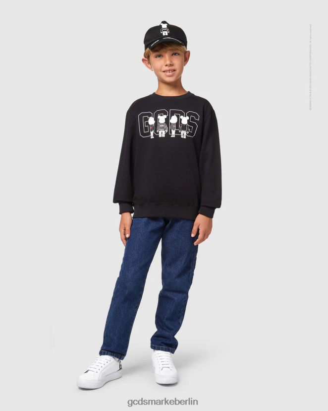GCDS x Be@rbrick Kinder Junior-Rundhalsausschnitt LP42F705 Schwarz Kleidung