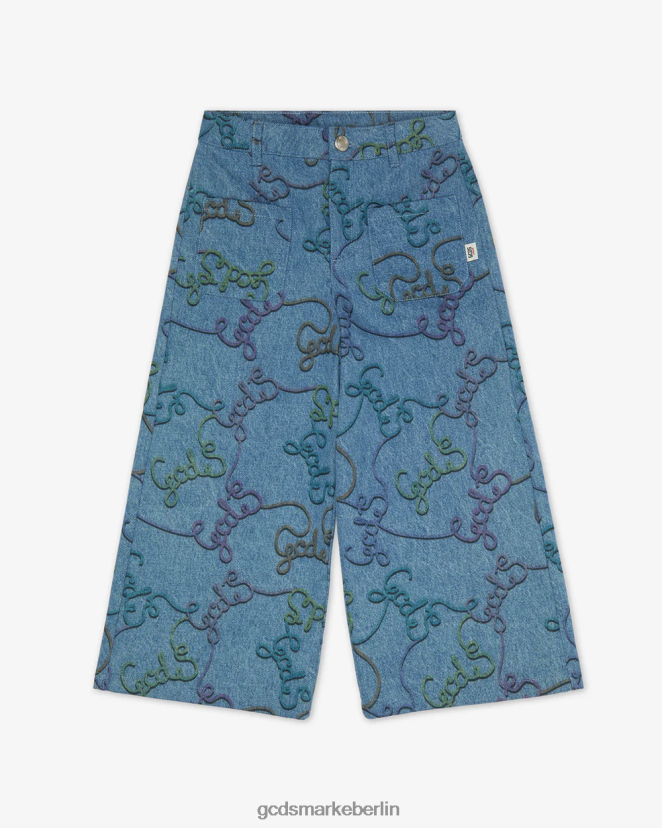 GCDS Kinder Allover-Baumwollhose für Kinder LP42F820 Blau Kleidung