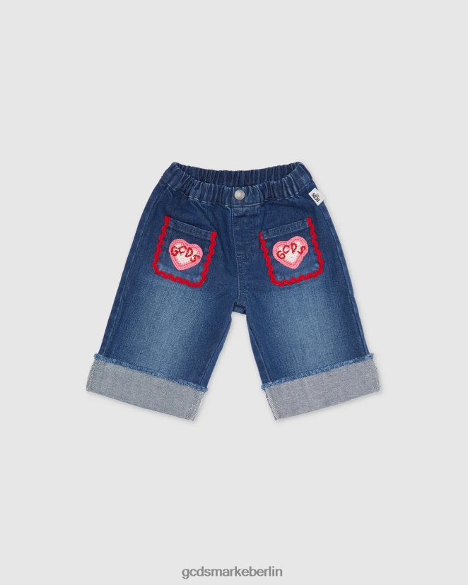 GCDS Kinder Baby-Herz-Denim-Jeans LP42F621 hellblau Kleidung