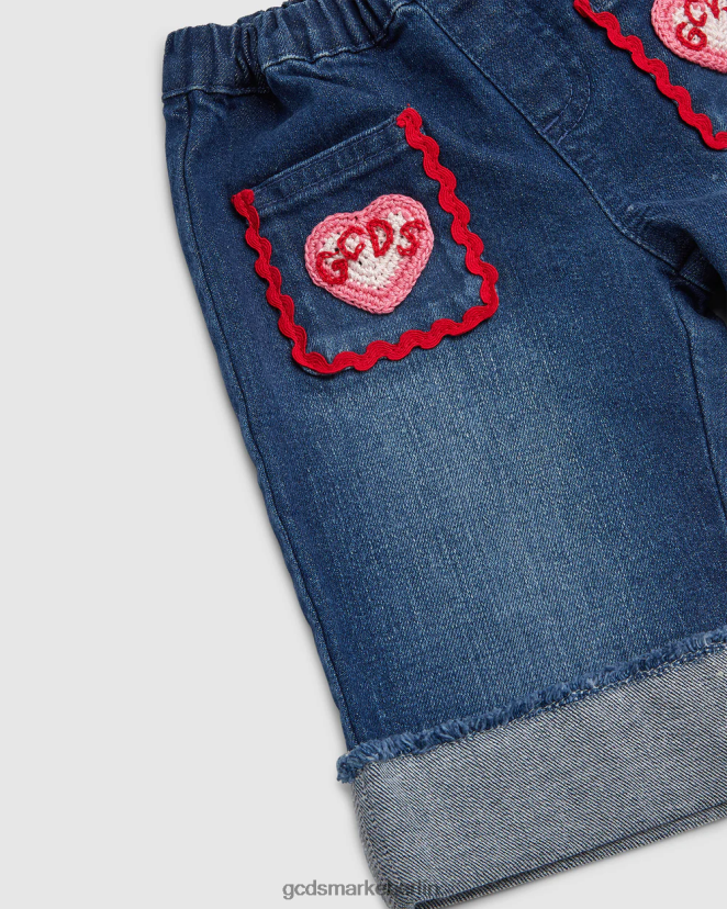 GCDS Kinder Baby-Herz-Denim-Jeans LP42F621 hellblau Kleidung