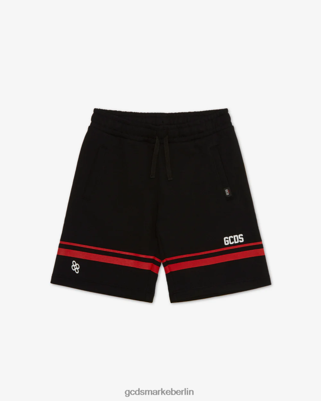 GCDS Kinder Junior-Bermuda mit niedrigem Logoband LP42F754 Schwarz Kleidung