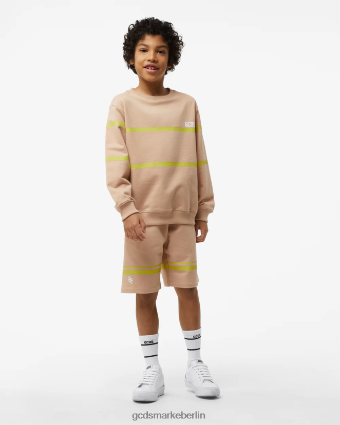 GCDS Kinder Junior-Bermuda mit niedrigem Logoband LP42F756 Beige Kleidung