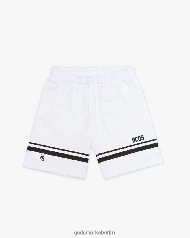 GCDS Kinder Junior-Bermuda mit niedrigem Logoband LP42F757 Weiß Kleidung