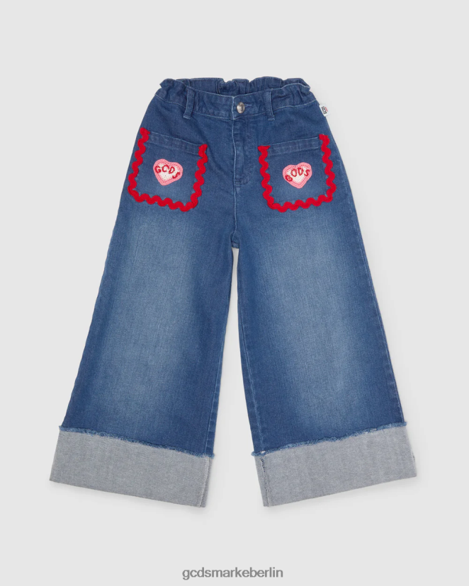 GCDS Kinder Junior-Herz-Jeanshose LP42F815 hellblau Kleidung