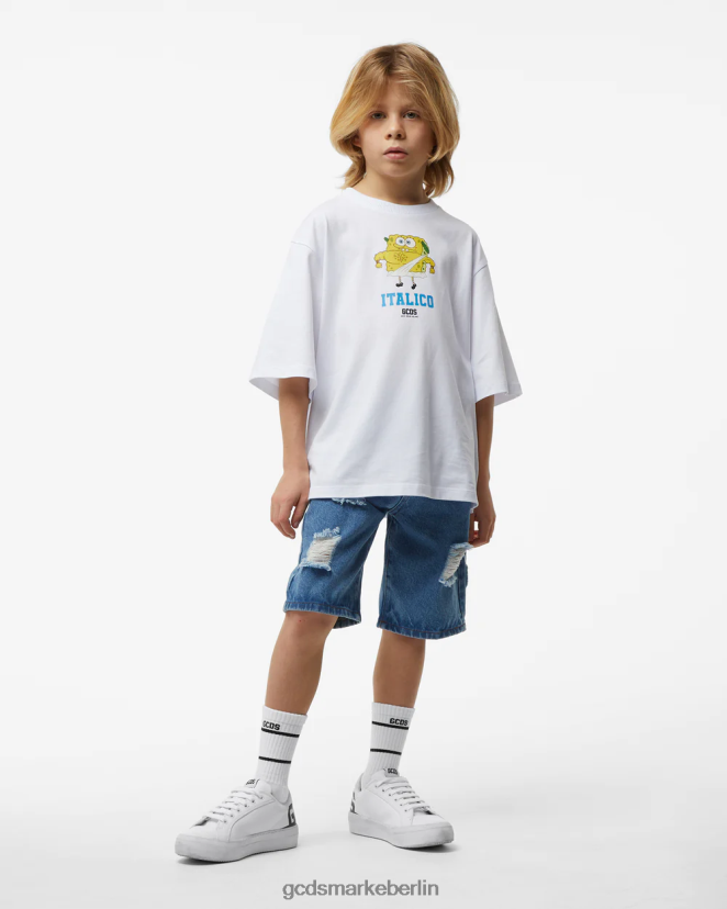 GCDS Kinder Junior-Jeans-Bermuda LP42F758 Blau Kleidung