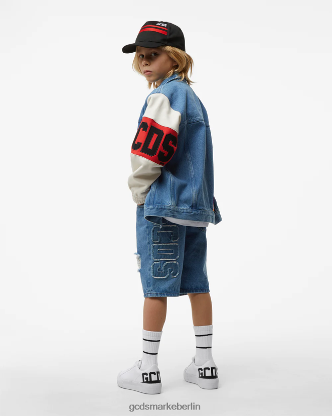 GCDS Kinder Junior-Jeans-Bermuda LP42F758 Blau Kleidung