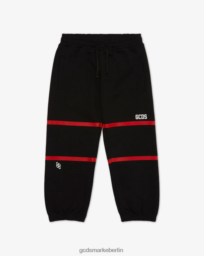 GCDS Kinder Junior-Jogginghose mit niedrigem Logoband LP42F749 Schwarz Kleidung