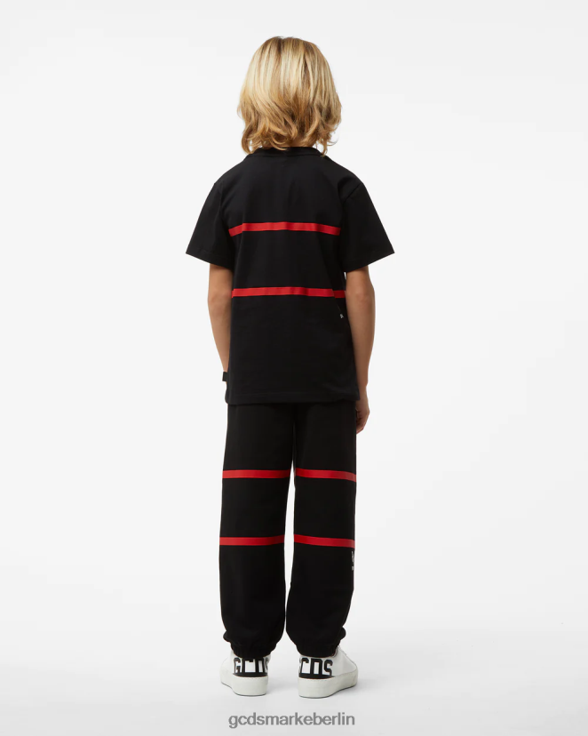 GCDS Kinder Junior-Jogginghose mit niedrigem Logoband LP42F749 Schwarz Kleidung