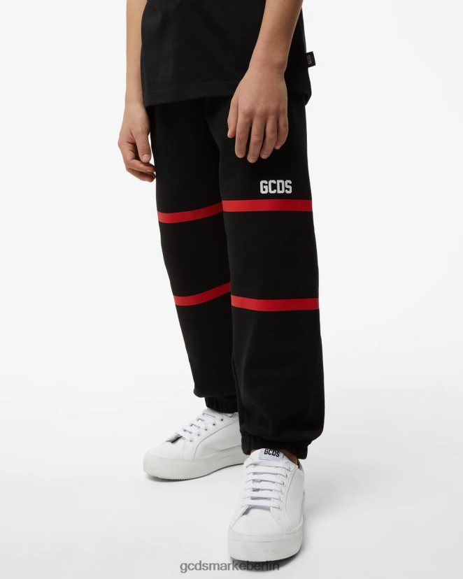 GCDS Kinder Junior-Jogginghose mit niedrigem Logoband LP42F749 Schwarz Kleidung