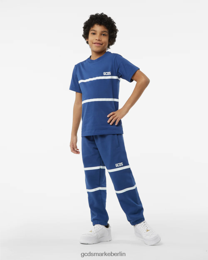 GCDS Kinder Junior-Jogginghose mit niedrigem Logoband LP42F750 Blau Kleidung