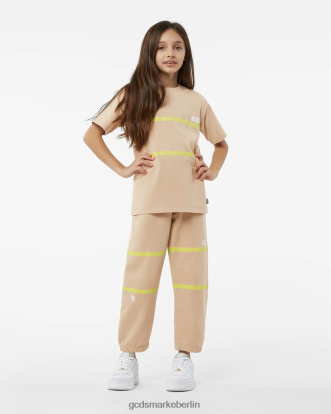 GCDS Kinder Junior-Jogginghose mit niedrigem Logoband LP42F751 Beige Kleidung