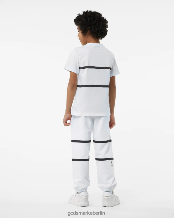 GCDS Kinder Junior-Jogginghose mit niedrigem Logoband LP42F752 Weiß Kleidung