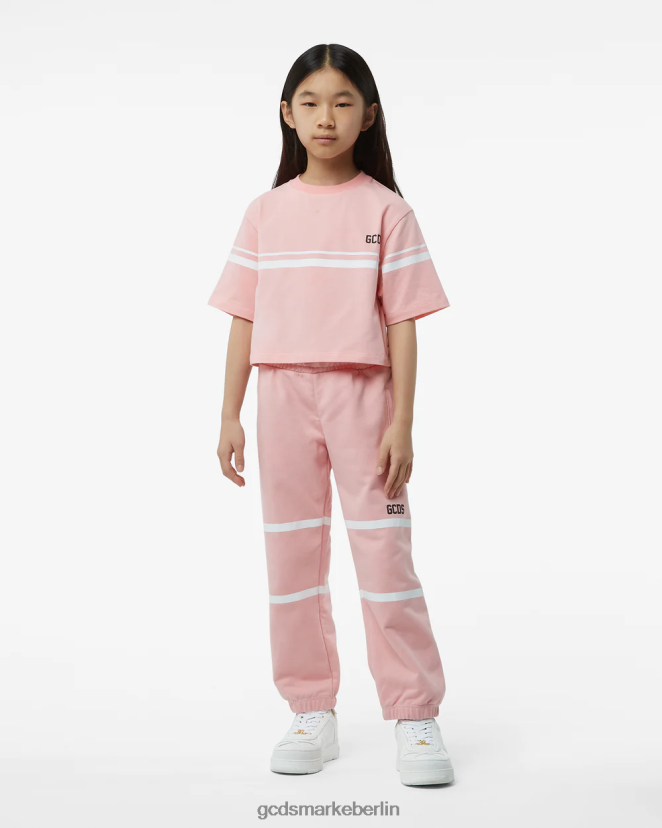 GCDS Kinder Junior-Jogginghose mit niedrigem Logoband LP42F819 Rosa Kleidung