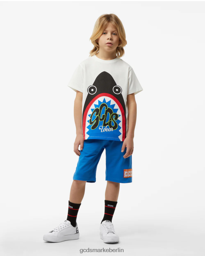 GCDS Kinder Junior-Shorts aus Baumwolle LP42F759 Blau Kleidung