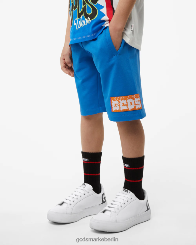 GCDS Kinder Junior-Shorts aus Baumwolle LP42F759 Blau Kleidung