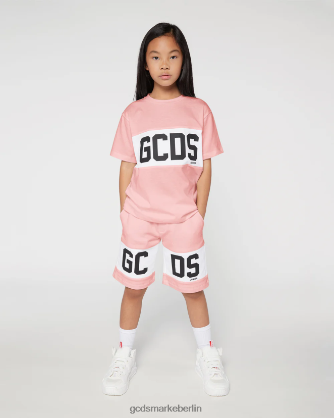 GCDS Kinder Junior-Shorts mit Logoband LP42F744 Rosa Kleidung