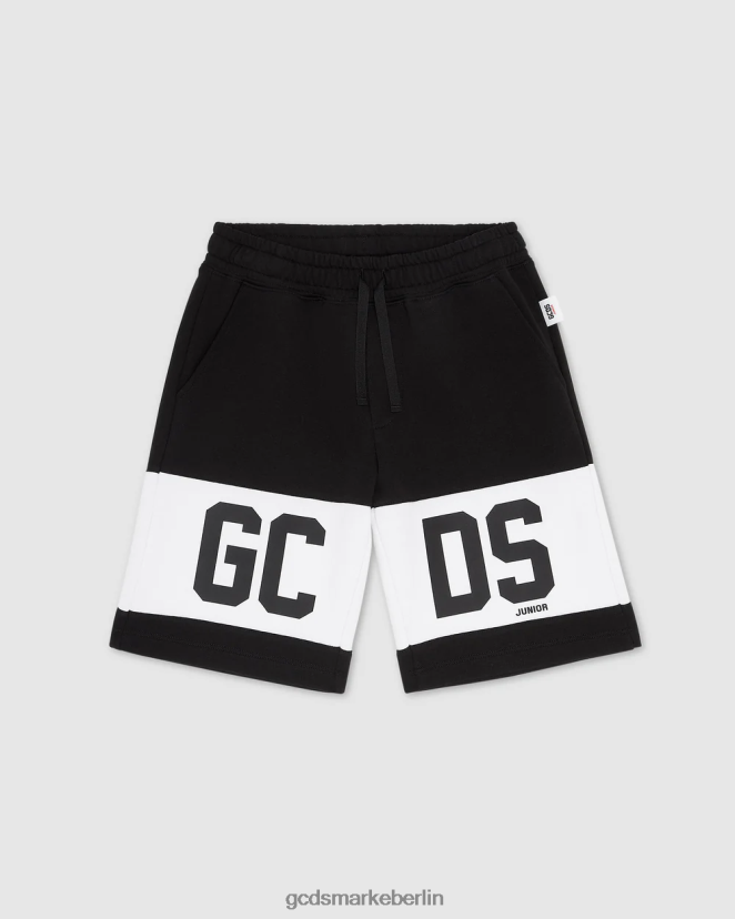 GCDS Kinder Junior-Shorts mit Logoband LP42F745 Schwarz Kleidung