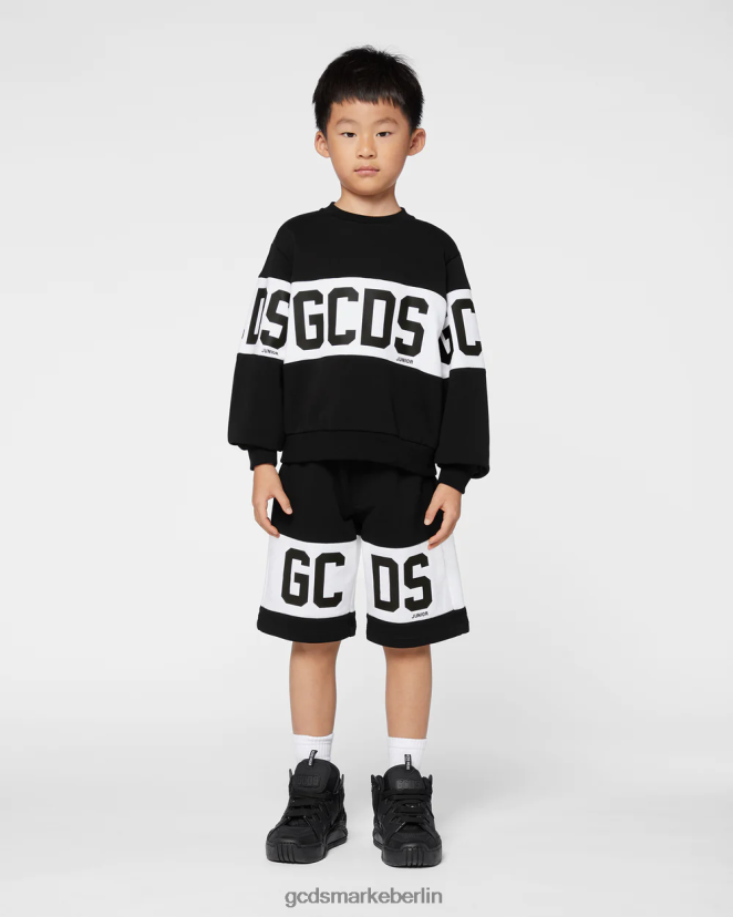 GCDS Kinder Junior-Shorts mit Logoband LP42F745 Schwarz Kleidung