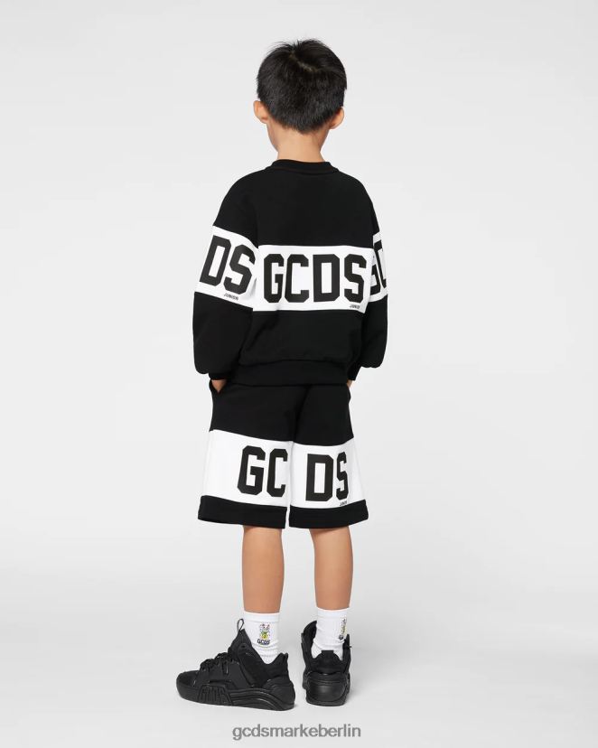 GCDS Kinder Junior-Shorts mit Logoband LP42F745 Schwarz Kleidung