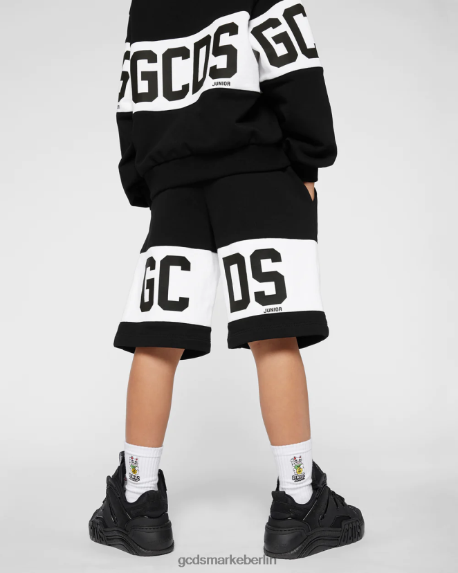 GCDS Kinder Junior-Shorts mit Logoband LP42F745 Schwarz Kleidung