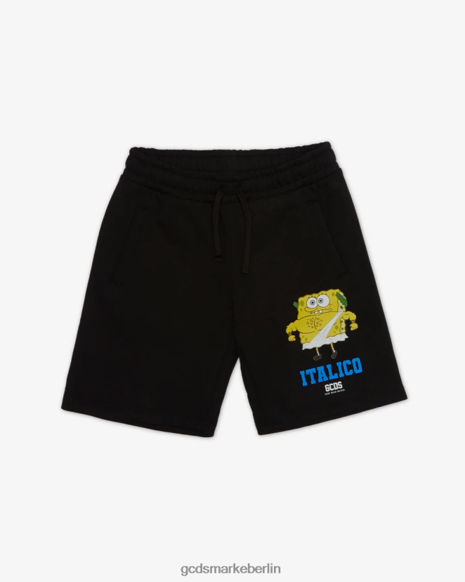 GCDS Kinder Junior SpongeBob Italico Bermuda LP42F761 Schwarz Kleidung