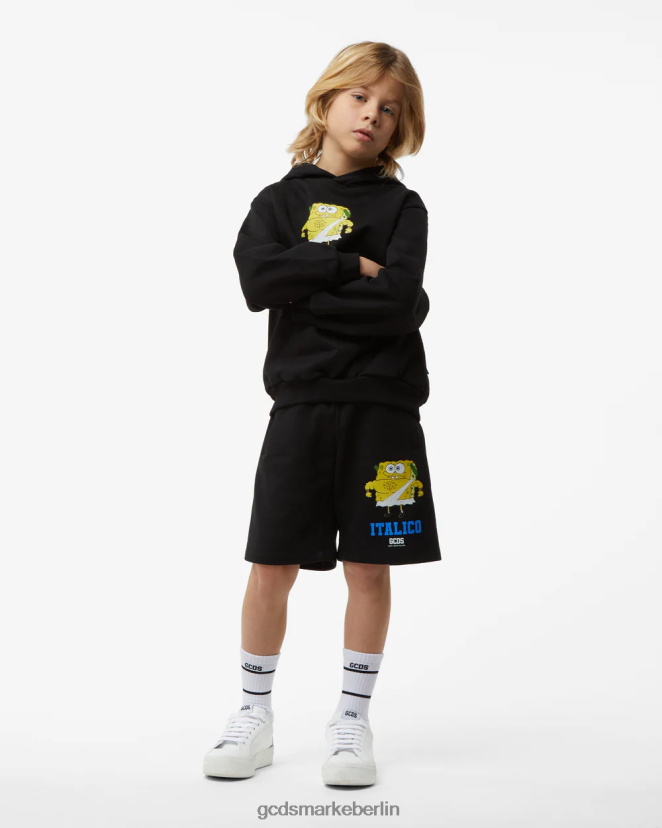 GCDS Kinder Junior SpongeBob Italico Bermuda LP42F761 Schwarz Kleidung