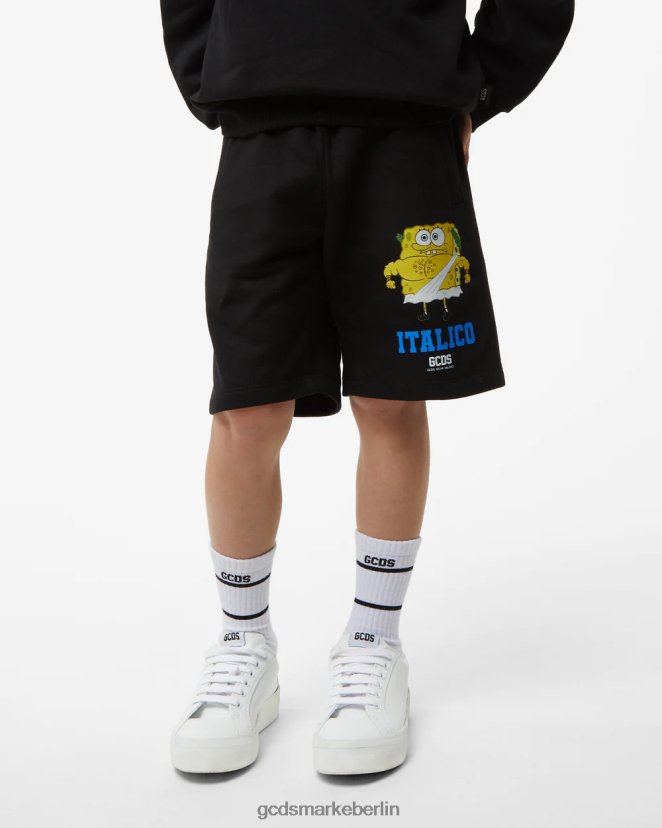 GCDS Kinder Junior SpongeBob Italico Bermuda LP42F761 Schwarz Kleidung