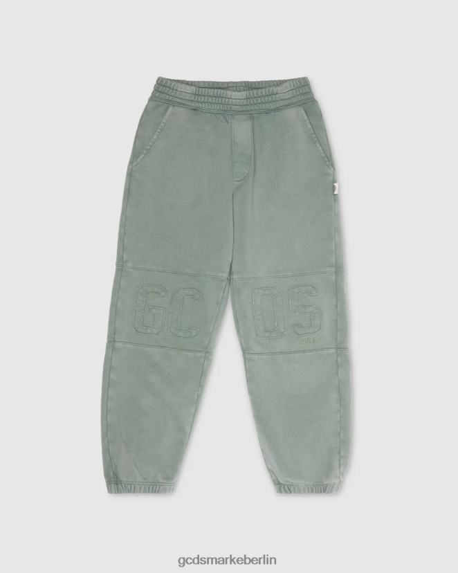 GCDS Kinder Überfärbte Junior-Sweathose mit Logoband LP42F738 Grün Kleidung