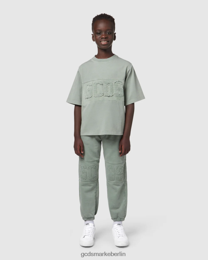 GCDS Kinder Überfärbte Junior-Sweathose mit Logoband LP42F738 Grün Kleidung