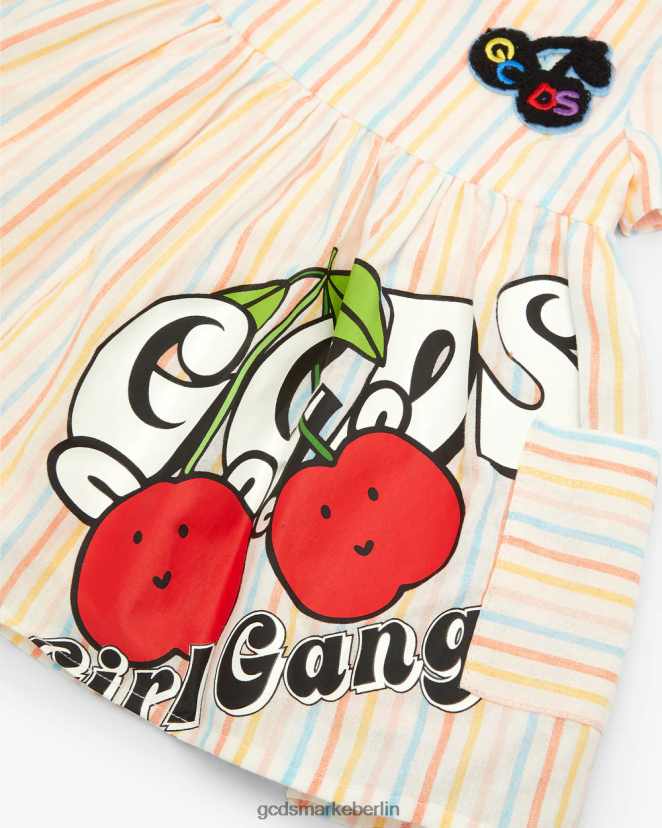 GCDS Kinder Babykirschen-gestreiftes Kleid LP42F625 Mehrfarbig Kleidung