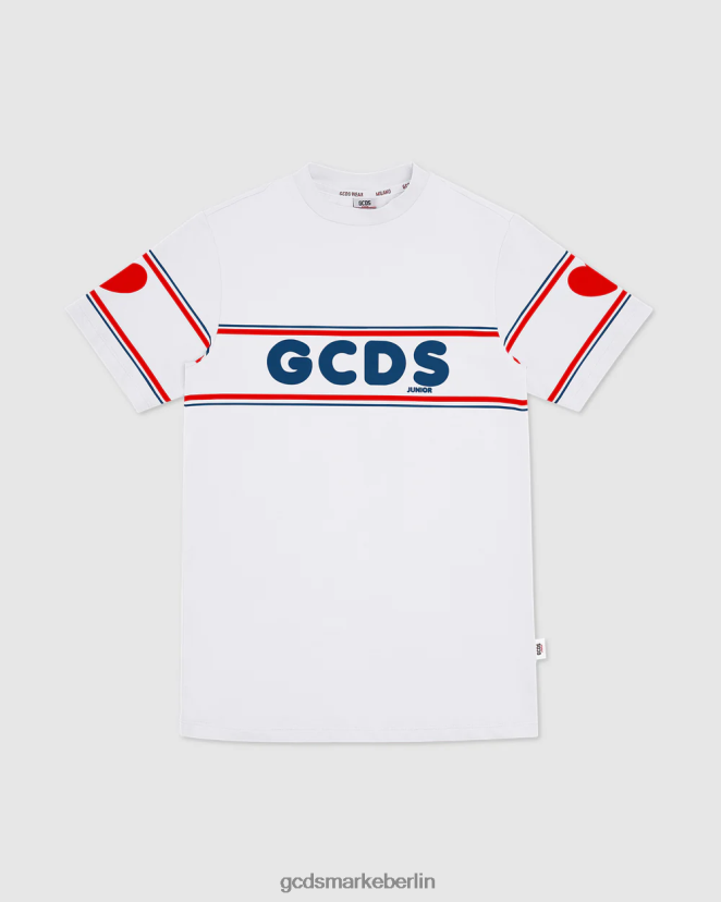 GCDS Kinder Junior-Logokleid LP42F814 Weiß Kleidung