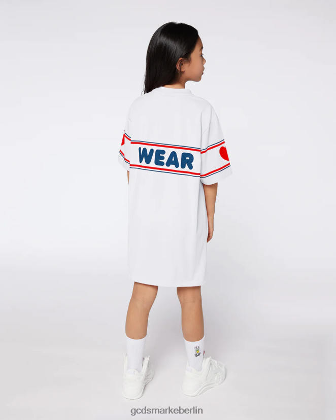 GCDS Kinder Junior-Logokleid LP42F814 Weiß Kleidung