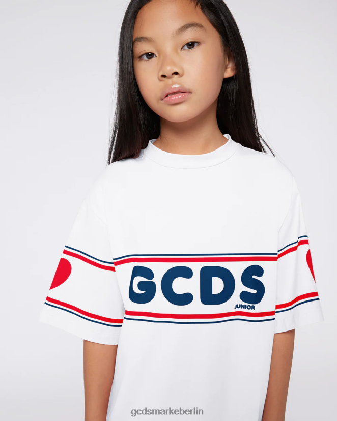 GCDS Kinder Junior-Logokleid LP42F814 Weiß Kleidung